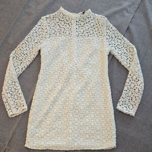 Aqua White Lace Mini Dress